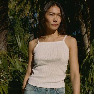 NWOT DÔEN Doen Angie Tank Salt Medium Pointelle Cotton